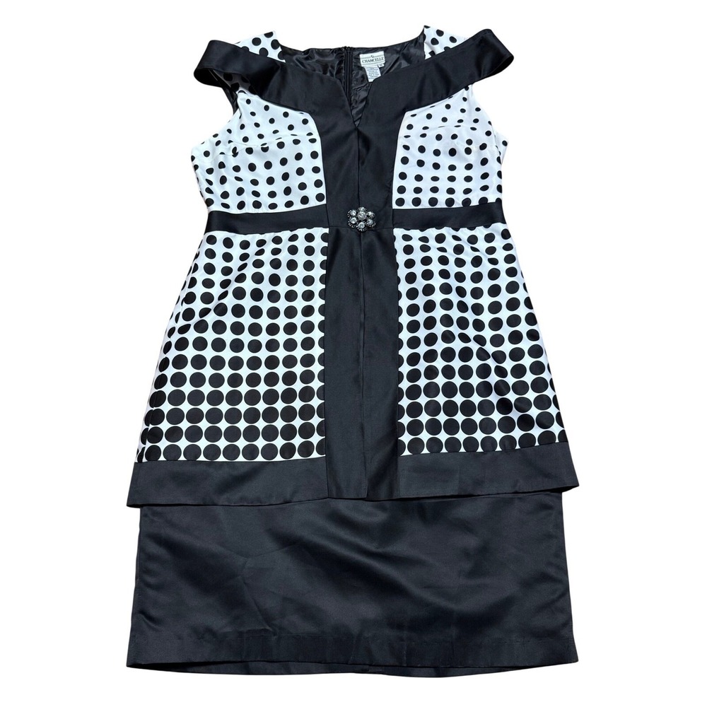 Vintage Chancelle Retro‎ Mod Polka Dot Cocktail Dress Women's Size 16 Glam